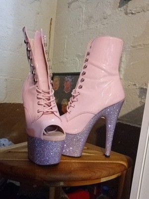 7'' Pink Platform High Heels Red Kiss Lips Stripper Pole Dancer Shoes Pleaser