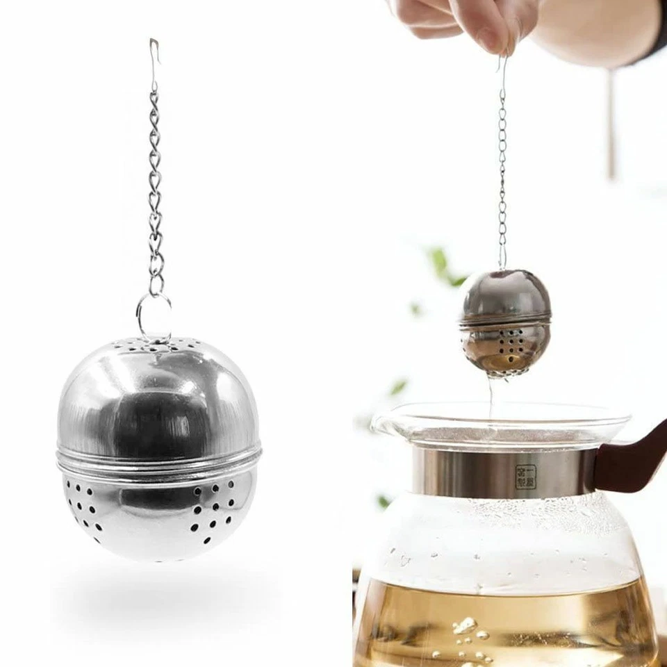 Tea Infuser Ball Mesh Loose Leaf Herb Strainer Stainless Steel Secure Locking - Image 2 of 4