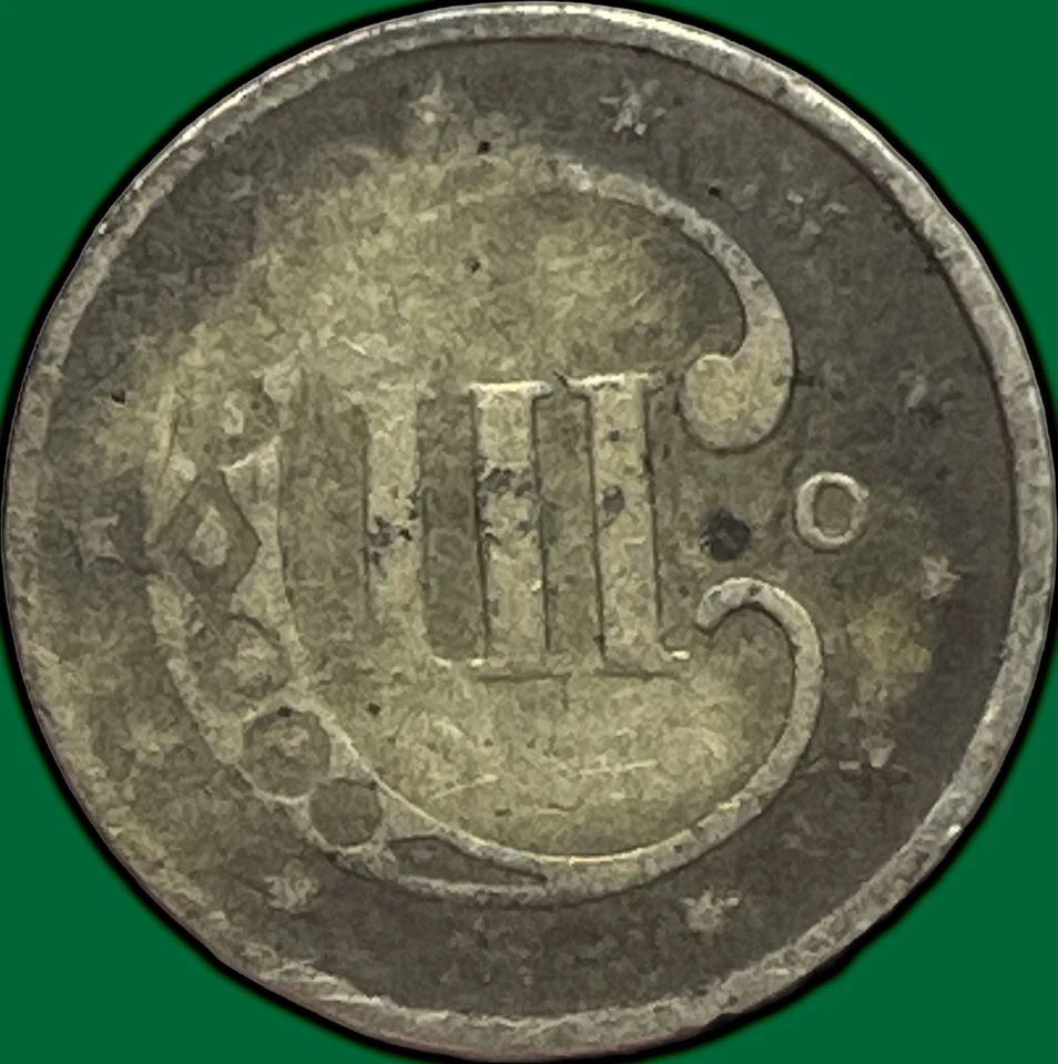 1851-O Three Cent Silver Trime Very Good VG Coin #29831 - Image 2 of 3