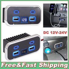 12V/24V RV USB Outlet Dual USB A USB C Ports Charging Socket Panel for Car Boat