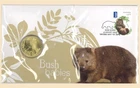 Australia 2013 Bush Babies Wombat Stamp & $1 UNC Coin Cover - PNC