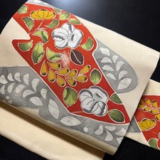 Nagoya Obi Belt Band Kyusun Pure Silk Kimono Nagoya Style Shioze Japan (K1886)
