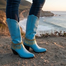 Women Vintage Gold Metal Boot Chain Bracelet Shoe Anklet Leaf Charm Fashion SET