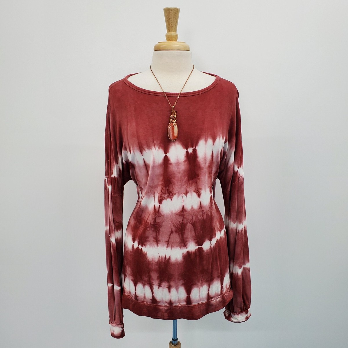Knox Rose Womens Long Sleeve Tie Dye Ombre Sweatshirt Size XL Red - Main Image