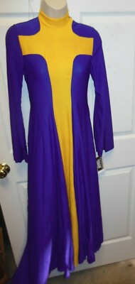 PRAISE DRESS LITURGICAL DANCE GOLD Purple PRAISEWEAR child size zipperback  | eBay