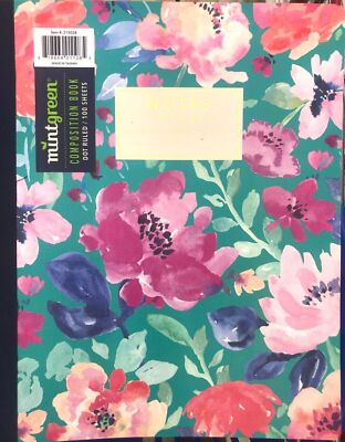 Mintgreen DOT-RULED 100-Sheet Composition Note Book, Floral Designs