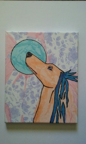 Collage tissue saluki on canvas, very unique Ooak By Cindy A. Conter - Bild 2 von 2