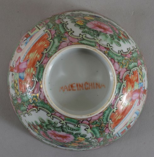 Chinesische Rose Medaillon Porzellan Schale Anfang 20. Jahrhundert - Bild 9 von 12