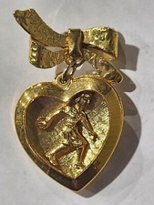 Vintage Golden Women's Heart 3D Bowler Bowling Swinging From Bow