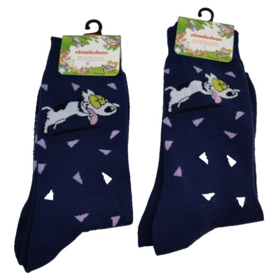 Nickelodeon Mens Socks Spunky Rockos Dog 2 Pair Crew Sox