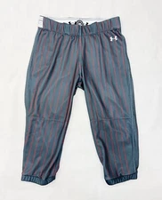 Under Armour Showtime Knicker Softball Pant Women's S Grey Red Pinstripe UJSPSKW