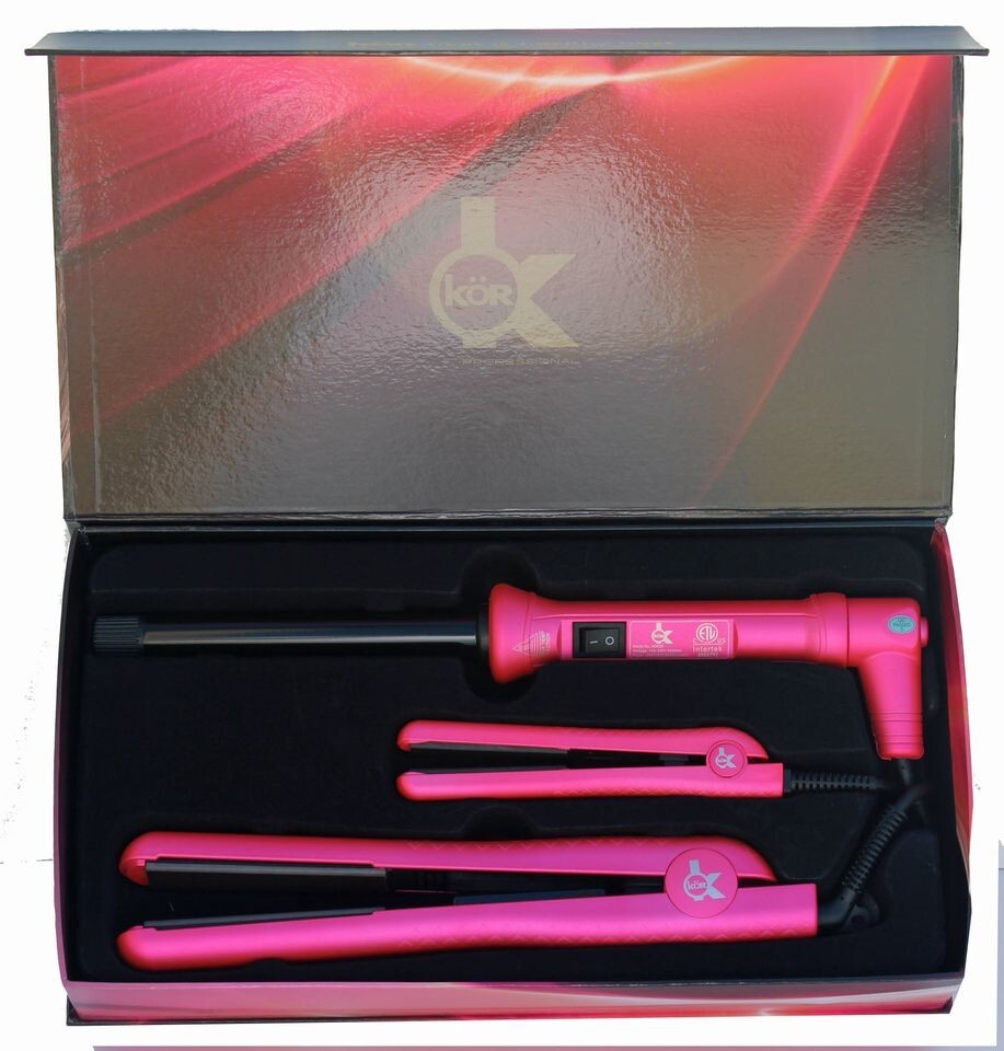 KOR Pink Hair Straightener Curler Set 100% Ceramic  display picture 3