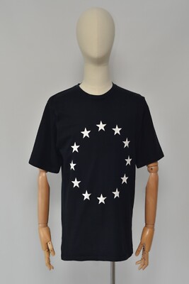 【関税込み】Etudes ブラック Wonder Europa Tシャツ Etudes Men's Black Cotton Wonder Europa Stars Tee Shirt Size