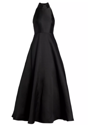 ML Monique Lhuillier Halter Satin Ball Gown Black Long Dress Sz 0 NWT $695  | eBay