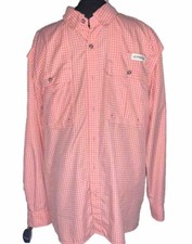 Magellan Outdoors Fish Gear Mag Wick Relaxed Fit Sz L Salmon Plaid Vented Poly