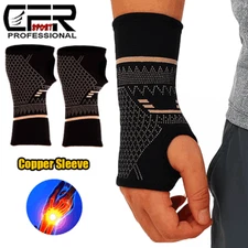 Copper Wrist Hand Support Brace Splint Carpal Tunnel Sprain Arthritis Sports SML