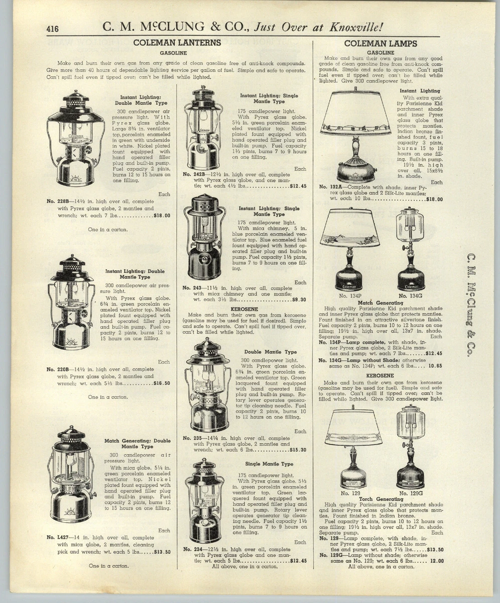 Coleman Lantern Seal Reference Chart Parts Diagrams , 54 OFF
