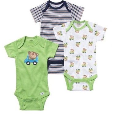 Gerber Newborn Baby Boy or Girl Short Sleeve Bodysuits Variety, 3-Pack 