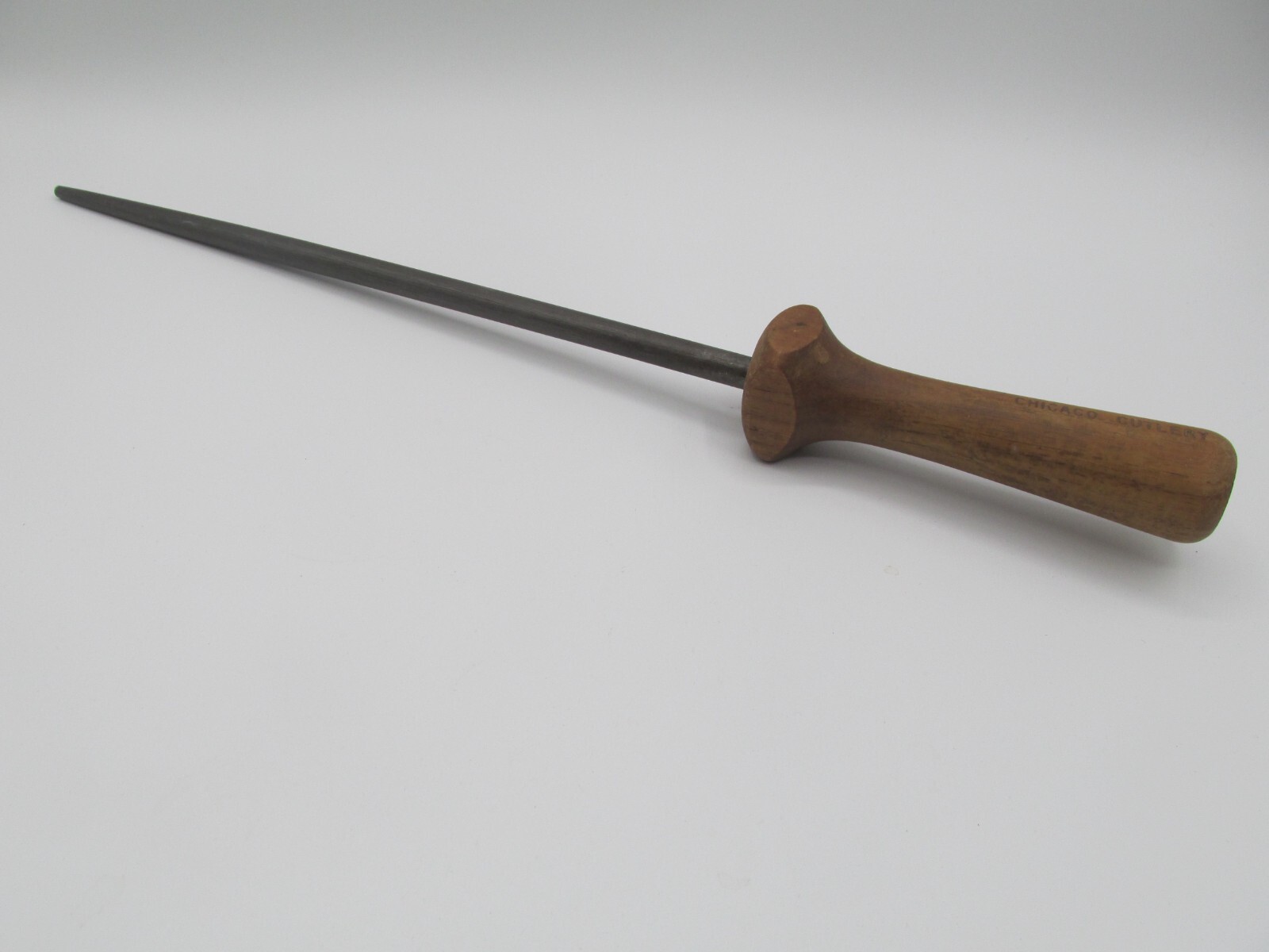 VINTAGE CHICAGO CUTLERY KNIFE SHARPENER HONING STEEL SHARPENER WITH WOOD HANDLE! eBay