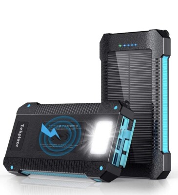 TEKPLUZE Solar Power Bank 30000 mAh Wireless Portable Charger Solar Panel