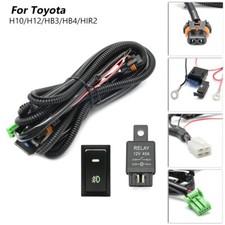 For Toyota H10 H12 LED Fog Light Wiring Harness Kit w/ 40A 12V Relay+Fuse+Switch