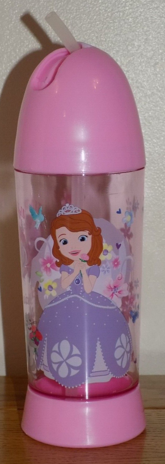 Disney Princess Sofia The First Drinks Water Bottle / Canteen With Flip Up Straw