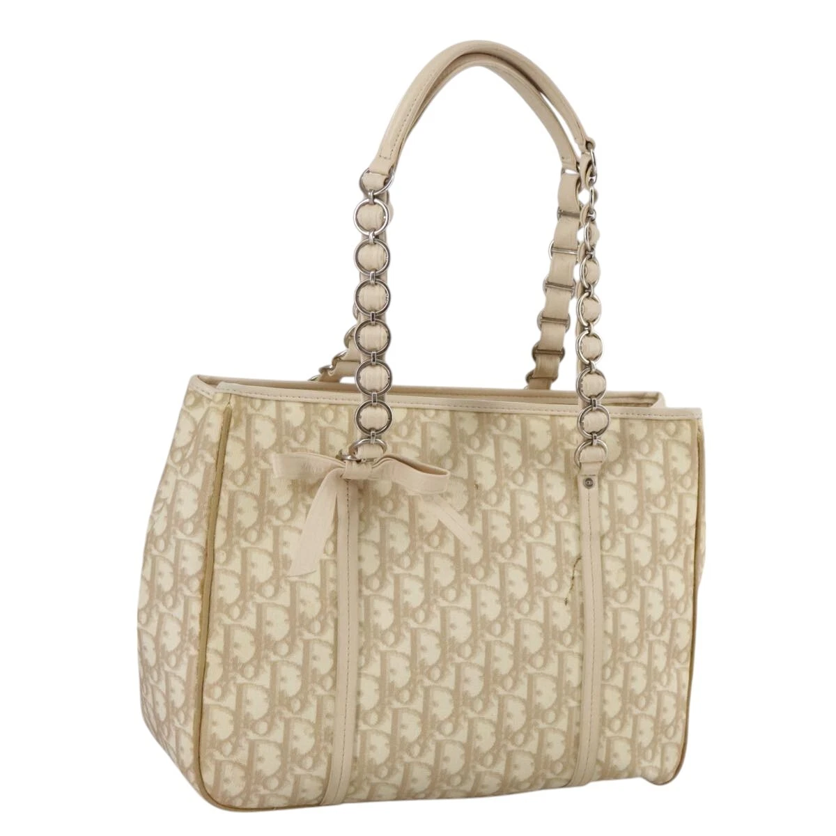 Sac bandoulière Christian Dior trotteur toile PVC cuir beige authentique 109965