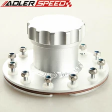Billet Aluminum Straight Fuel Cell Fast Fill Filler Neck 12 Bolt Flange Silver