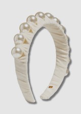 33 Bari Lynn Kid's Girl's White Velvet Oversized Pearl Headband