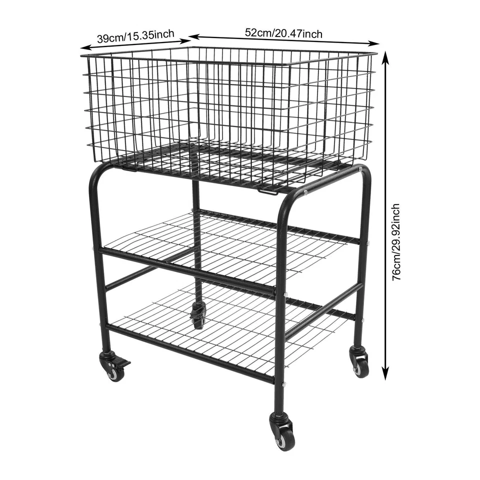 Rolling Laundry Basket, 3 Tiers-Garment Storage Cart, Garment Metal Rack US - Image 4 of 4