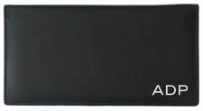 Personalized RFID Leather Checkbook Cover With Credit Card Slots and Pen Holder