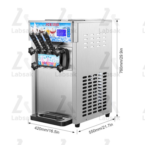 3 Flavors Ice Cream Machine Commercial Mix Flavor Ice Cream Cone LED Display - Picture 11 of 15