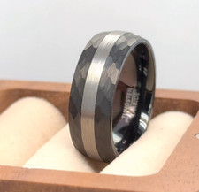 Black Tungsten Ring Dome Brushed Tungsten Wedding Band Mens Womens Wedding Ring