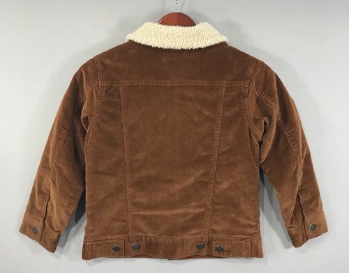 Wonder Nation Jacket Boy's Medium 8 Brown Coat Corduroy Sherpa Lined Button Up - Picture 2 of 14