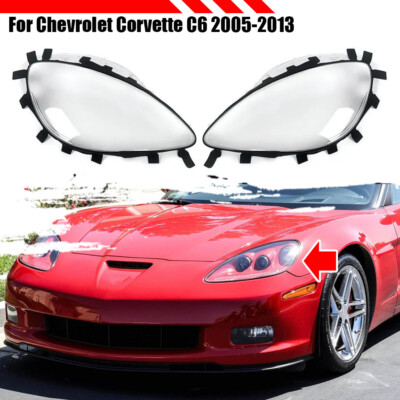 2PCS Clear Headlight Lens Cover w Gaskets For Chevrolet Corvette C6 2005-2013
