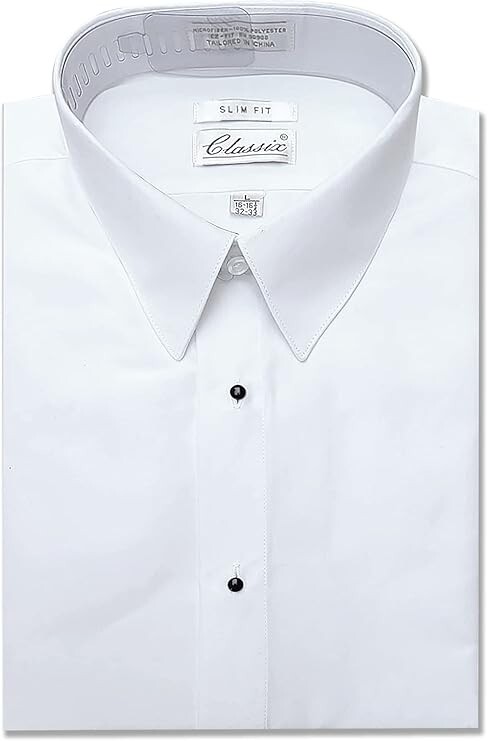 Microfiber Slim fit Tuxedo Shirt "Laydown Collar", Non pleat, White&Black | eBay Microfiber Slim fit Tuxedo Shirt "Laydown Collar", Non pleat, White&Black | eBay