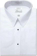 Microfiber Slim fit Tuxedo Shirt "Laydown Collar", Non pleat, White&Black