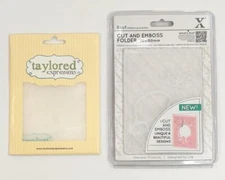 New Set of 2 TAYLORED EXPRESSIONS & X CUT Embossing FOLDERS ~4" x 6"
