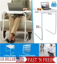 Adjustable Portable Folding Table Desk Smart TV Tray Laptop PC Dinner Bed Mate