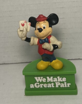 Vintage Monogram Disney Mickey Mouse We Make A Great Pair Plastic Figure Cards