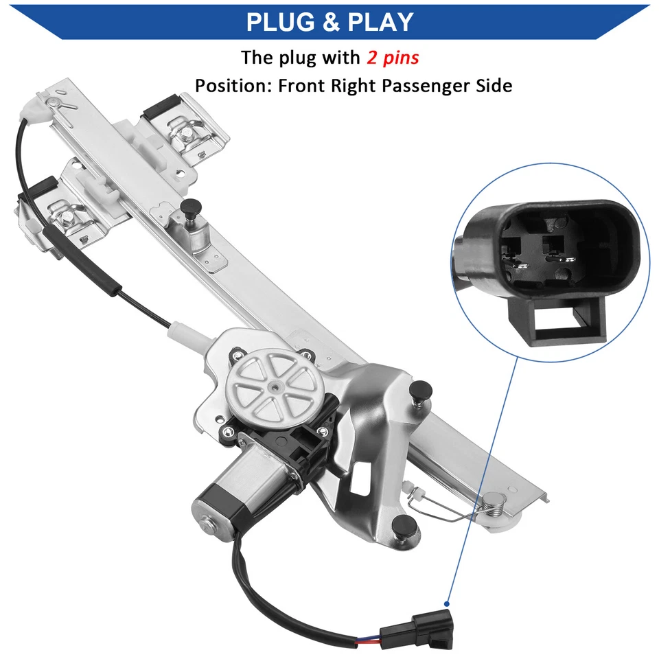 For Buick LeSabre 2000 - 2005 w/ Motor Pair Front Power Window Regulator 2 Pins Foto 4 de 4