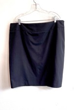 Liz Claiborne Black Polyester Pencil Skirt Size 16 Double Pleats In Back