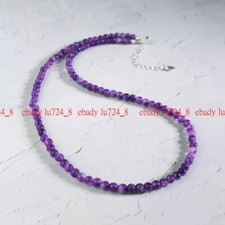 Amethyst Choker Delicate Stone Beads Necklace Amethyst Crystal Dainty Choker 4mm