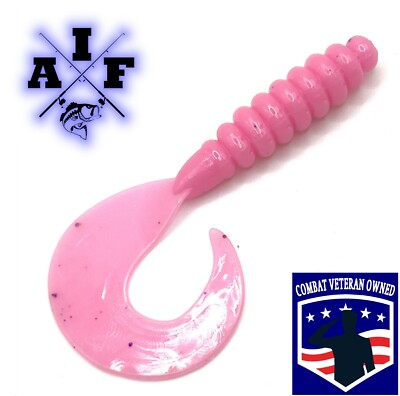 15Ct 3.8 inch curly tail grub Bubblegum for fishing/ Bass Fishing