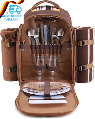 Picknickrucksack Für 2 Personen Picknick Rucksack Hamper Kühltasche Mit Geschirr