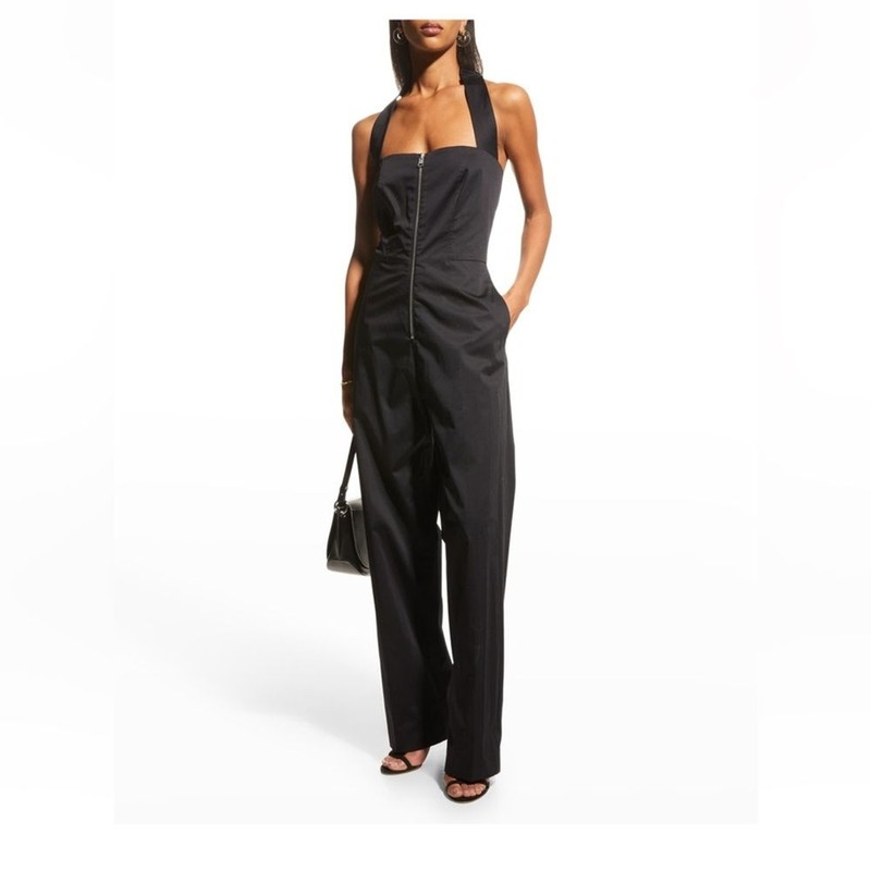 NEW FRAME Zip-Front Halter Jumpsuit - Size XS Stylish and Comfy