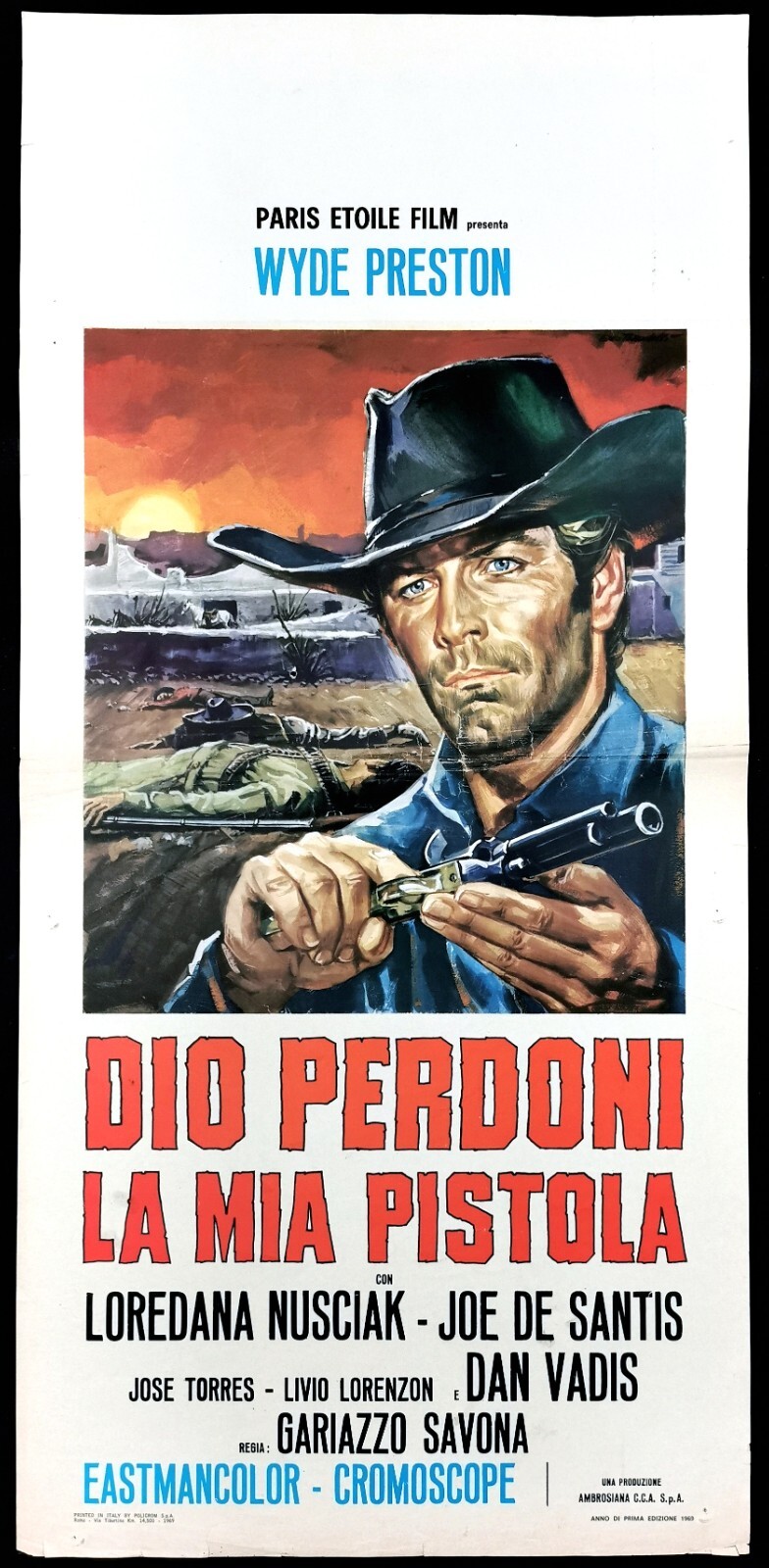 Locandina originale film Dio perdoni la mia pistola (1969) - Regia di Leopoldo Savona, Mario Gariazzo