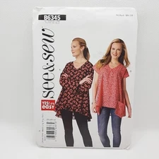 Butterick See & Sew 6345 Misses' Blouse Top Sewing Pattern Size XS-XXL Uncut