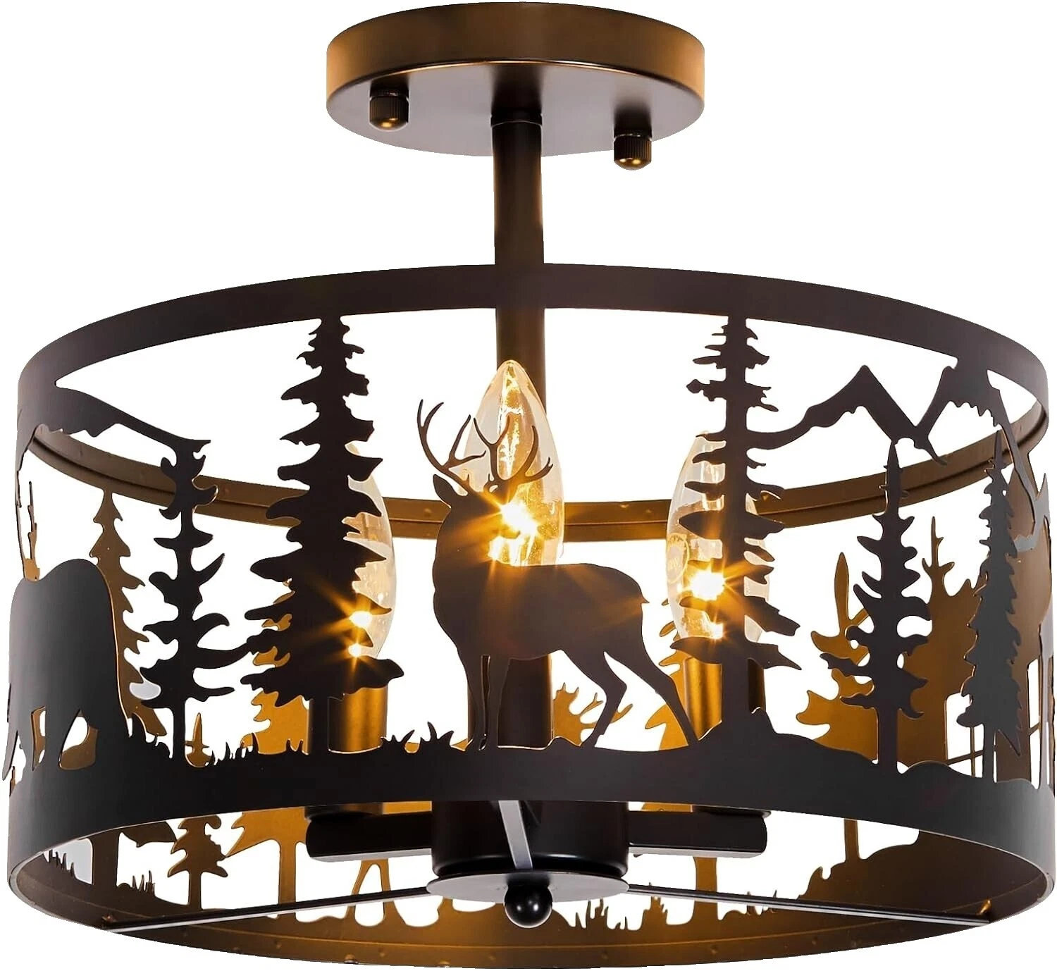 Comedor país Negro Candelabros y luminarias de techo