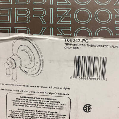 Brizo T60042-PC Atavis Dual Function Thermostatic Valve Trim Only, Chrome
